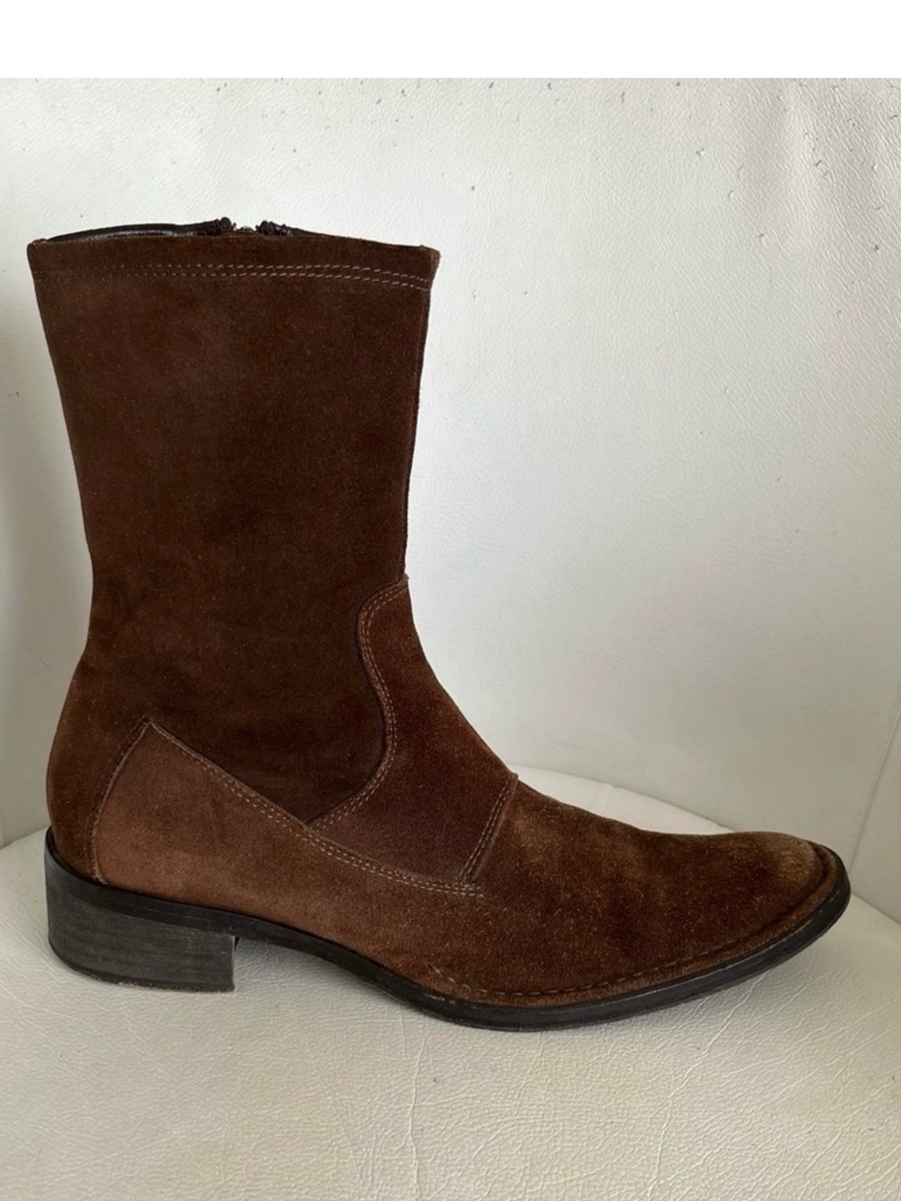 Vintage Brown Suede Mid Calf Boots